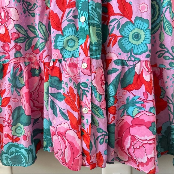 Talbots Petite Midi Shirtdress Button Front Floral Print 100% Cotton Size 8P - Picture 9 of 11